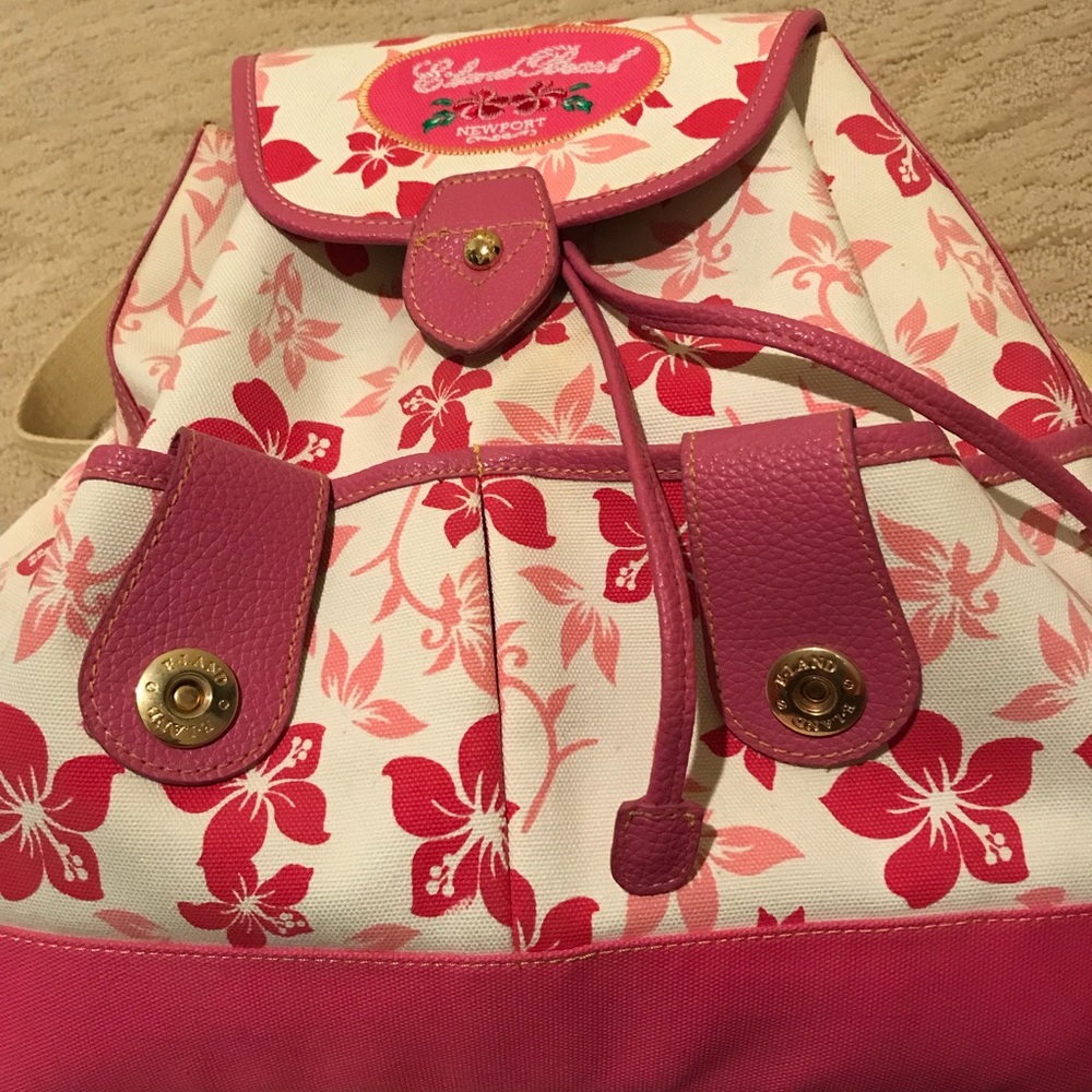Leans coated canvas pink flower backpack